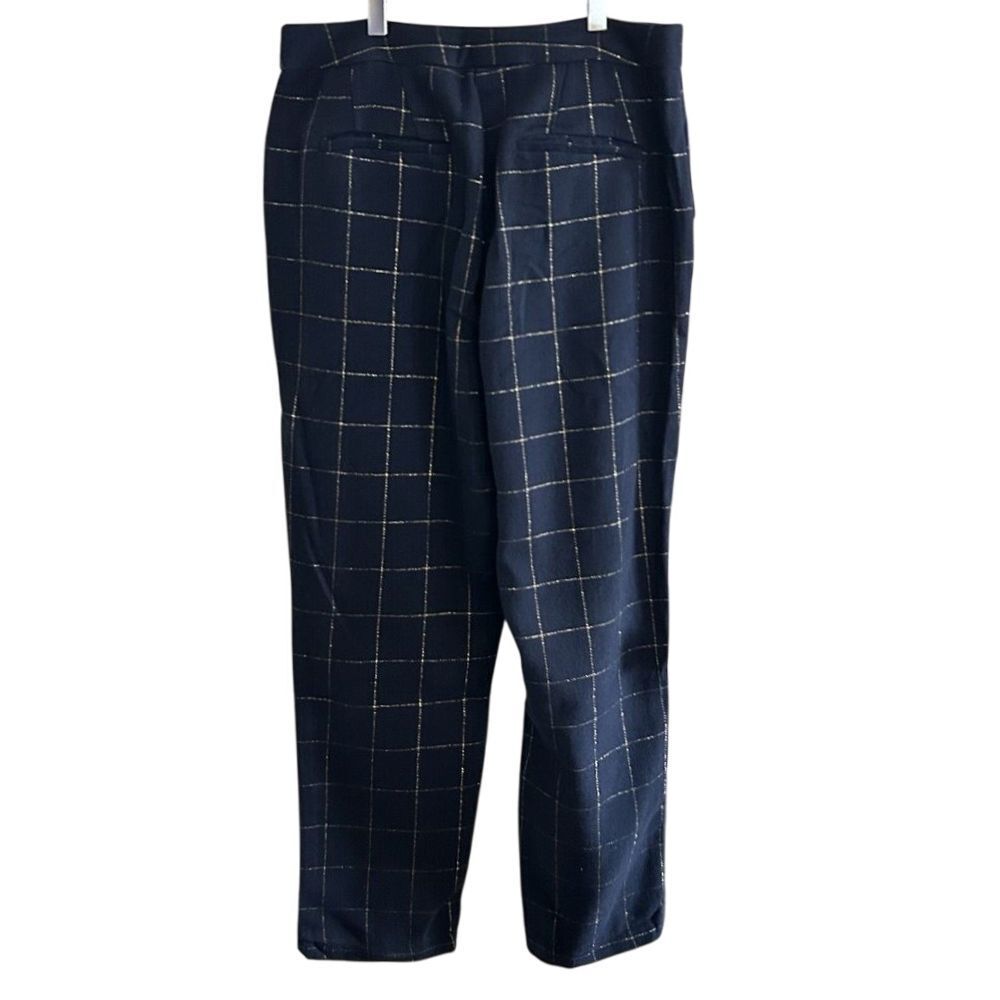 Draper James Straight Wool Blend Plaid Pant in Navy Gold Size 12 Preppy Classic - Picture 4 of 6